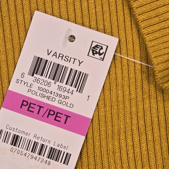 I.N.C Ribbed Short Sleeve Gold Sweater NWT Size Petite Petite - Picture 8 of 8